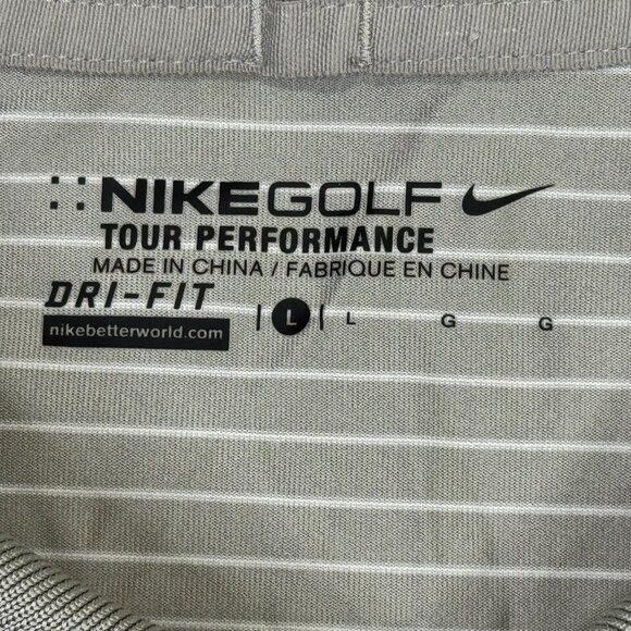 Nike Golf Tour Performance Polo Shirt Mens Large L Gray Stripes Fit Dry 585748 - Picture 4 of 10